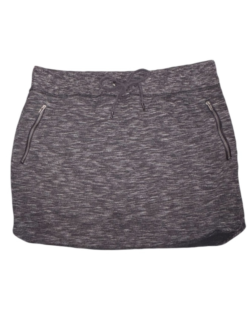 GreenTea Heathered Charcoal Knit Athletic Style Mini Skirt W/ Shorts & Pockets